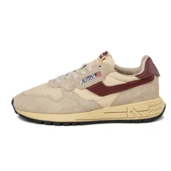 Autry Sneakers En Cuir|Chaussures De Running Retro*Reelwind Low Ecru / Rubwine