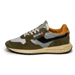 Autry Sneakers En Cuir|Chaussures De Running Retro*Reelwind Low *Hairy Suede / Nylon* Green / Silver