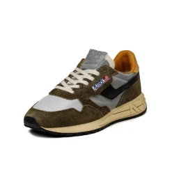 Autry Sneakers En Cuir|Chaussures De Running Retro*Reelwind Low *Hairy Suede / Nylon* Green / Silver