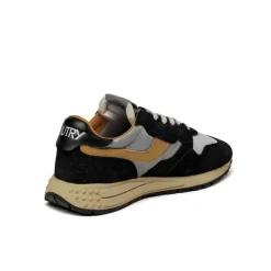 Autry Sneakers En Cuir|Chaussures De Running Retro*Reelwind Low *Hairy Suede / Nylon* Carbon / Silver / Orange