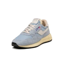Autry Sneakers En Cuir|Chaussures De Running Retro*Reelwind Low *Nylon / Cracked Leather* White / Celestial Blue
