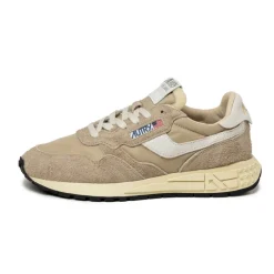Autry Sneakers En Cuir|Chaussures De Running Retro*Reelwind Low *Nylon / Hairy Suede / Cracked Leather* White / White Pep