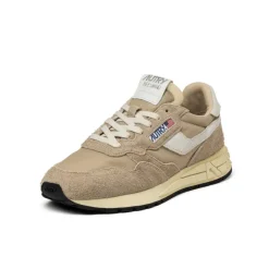 Autry Sneakers En Cuir|Chaussures De Running Retro*Reelwind Low *Nylon / Hairy Suede / Cracked Leather* White / White Pep