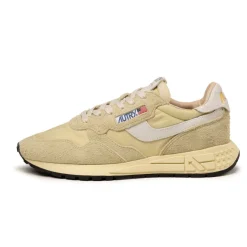 Autry Sneakers En Cuir|Chaussures De Running Retro*Reelwind Low *Nylon / Cracked Leather* White / Hay