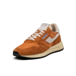 Autry Sneakers En Cuir|Chaussures De Running Retro*Reelwind Low *Nylon / Hairy Suede / Cracked Leather* White / Amber