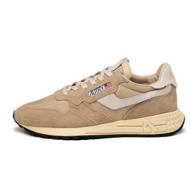 Autry Sneakers En Cuir|Chaussures De Running Retro*Reelwind Low *Nylon / Cracked Leather* White / Filler