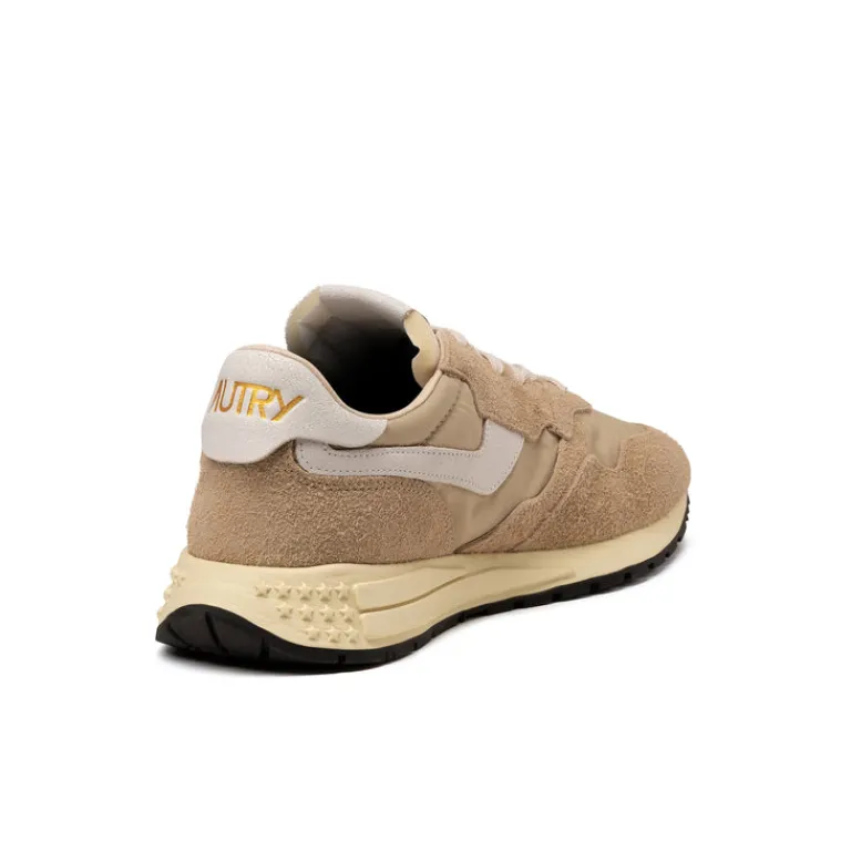 Autry Sneakers En Cuir|Chaussures De Running Retro*Reelwind Low *Nylon / Cracked Leather* White / Filler