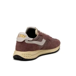 Autry Sneakers En Cuir|Chaussures De Running Retro*Reelwind Low *Nylon / Cracked Leather* White / Taupe