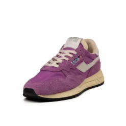 Autry Sneakers En Cuir|Chaussures De Running Retro*Reelwind Low *Nylon / Cracked Leather* White / Hyacinth Violet