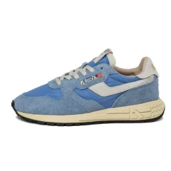 Autry Sneakers En Cuir|Sneakers Blancs*Reelwind Low *Nylon / Cracked Leather* White / Dark Blue