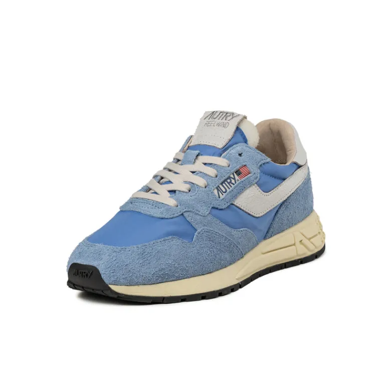 Autry Sneakers En Cuir|Sneakers Blancs*Reelwind Low *Nylon / Cracked Leather* White / Dark Blue