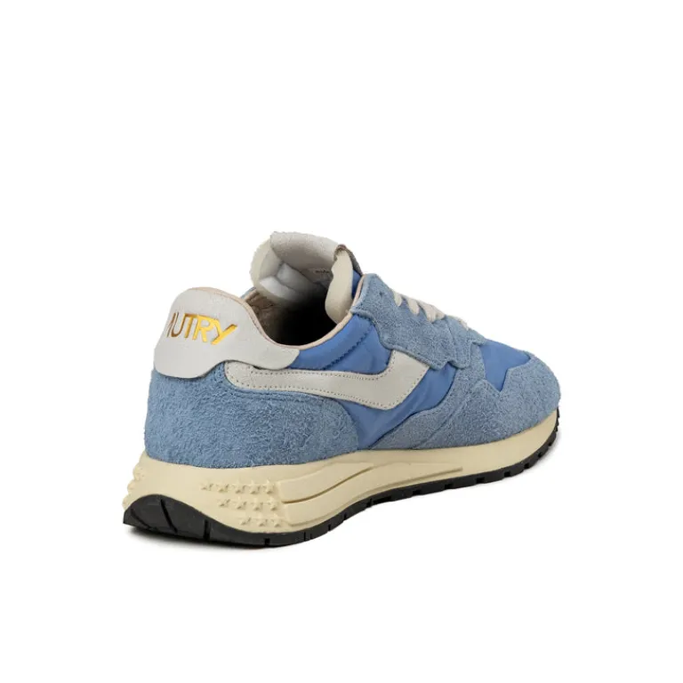 Autry Sneakers En Cuir|Sneakers Blancs*Reelwind Low *Nylon / Cracked Leather* White / Dark Blue