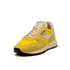 Autry Sneakers En Cuir|Chaussures De Running Retro*Reelwind Low *Nylon / Cracked Leather* White / Buttercup
