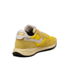 Autry Sneakers En Cuir|Chaussures De Running Retro*Reelwind Low *Nylon / Cracked Leather* White / Buttercup