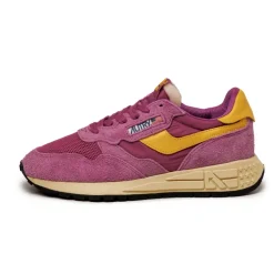 Autry Sneakers En Cuir|Chaussures De Running Retro*Reelwind Low *Suede / Net* Rose / Calen