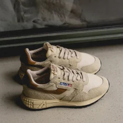 Autry Sneakers En Cuir|Chaussures De Running Retro*Reelwind Low *Suede / Net* Ecru / Cathspy