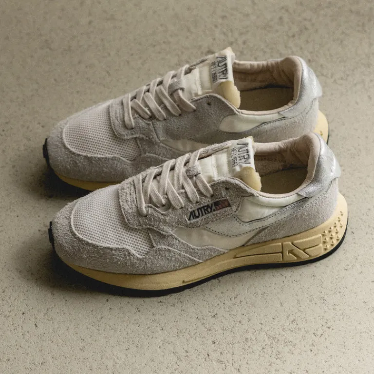 Autry Sneakers En Cuir|Chaussures De Running Retro*Reelwind Low W White / Silver