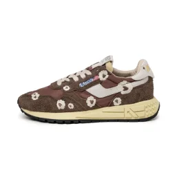 Autry Sneakers En Cuir|Chaussures De Running Retro*Reelwind Low W *Embroidery Flower* Ebony / Winter White