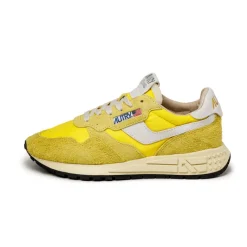 Autry Sneakers En Cuir*Reelwind Low W *Nylon / Hairy Suede / Cracked Leather* White / Buttercup