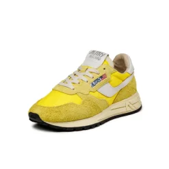 Autry Sneakers En Cuir*Reelwind Low W *Nylon / Hairy Suede / Cracked Leather* White / Buttercup