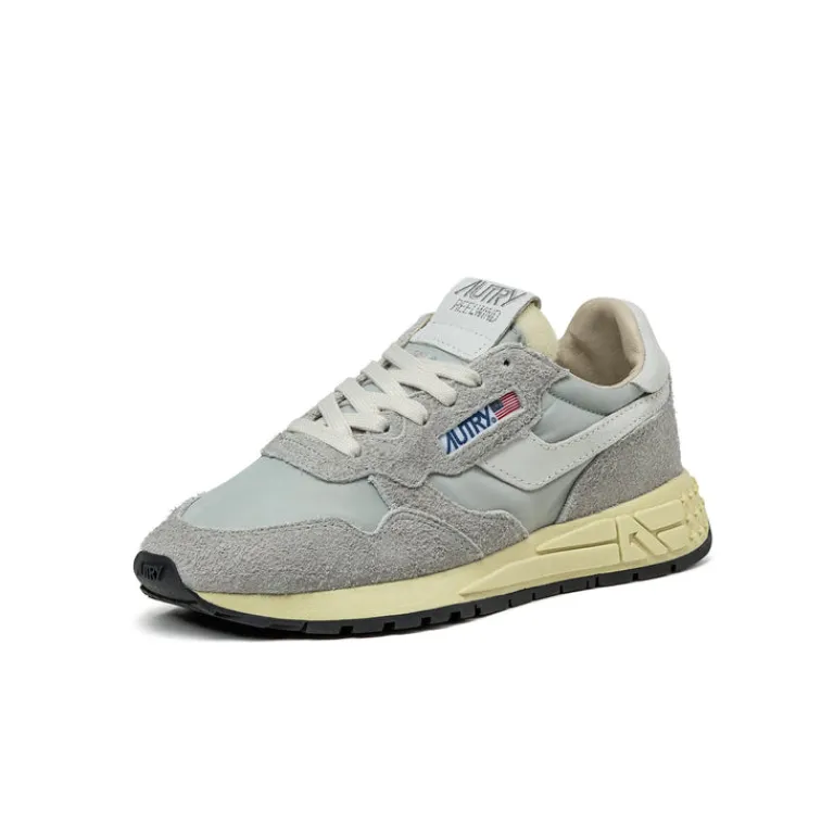 Autry Sneakers En Cuir|Sneakers Blancs*Reelwind Low W *Nylon / Cracked Leather* White / Vapor Blue
