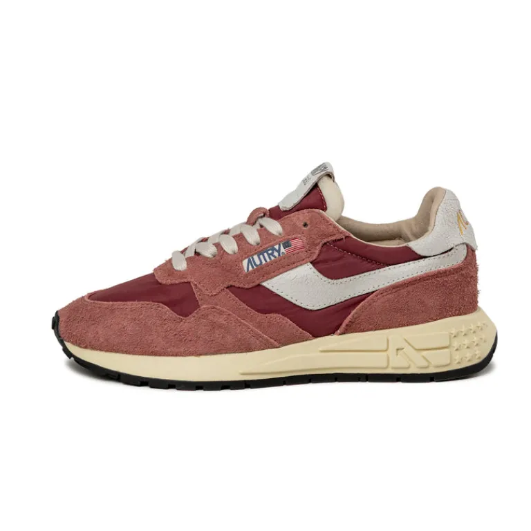 Autry Sneakers En Cuir|Sneakers Blancs*Reelwind Low W *Nylon / Cracked Leather* White / Hotsauce