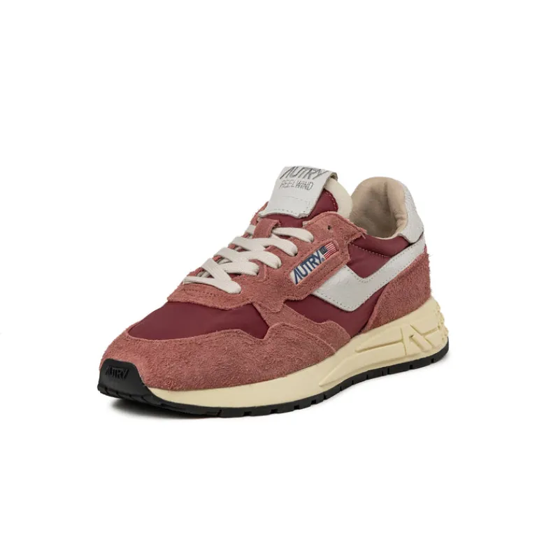 Autry Sneakers En Cuir|Sneakers Blancs*Reelwind Low W *Nylon / Cracked Leather* White / Hotsauce