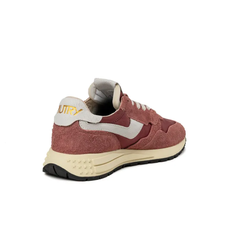 Autry Sneakers En Cuir|Sneakers Blancs*Reelwind Low W *Nylon / Cracked Leather* White / Hotsauce