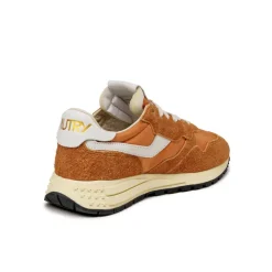 Autry Sneakers En Cuir*Reelwind Low W *Nylon / Hairy Suede / Cracked Leather* White / Amberg