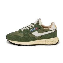 Autry Sneakers En Cuir*Reelwind Low W *Nylon / Hairy Suede / Cracked Leather* White / Military