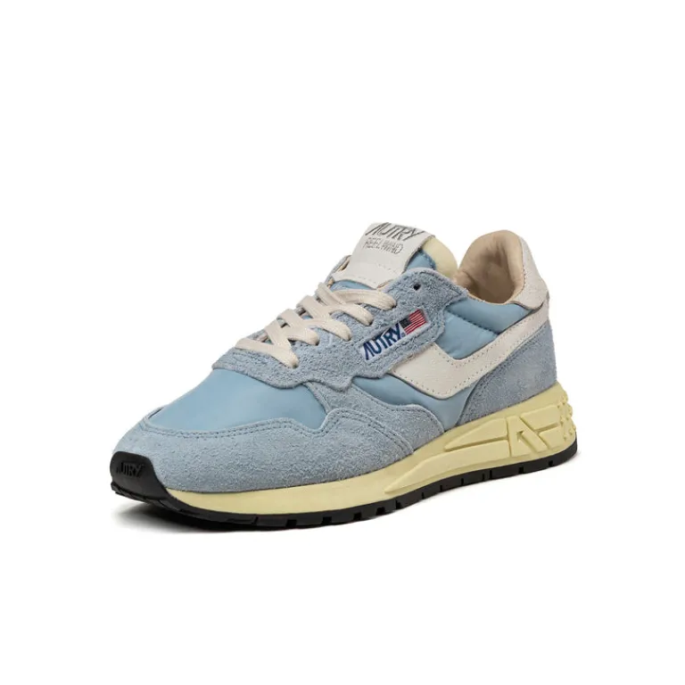 Autry Sneakers En Cuir|Sneakers Blancs*Reelwind Low W *Nylon / Cracked Leather* White / Celblu