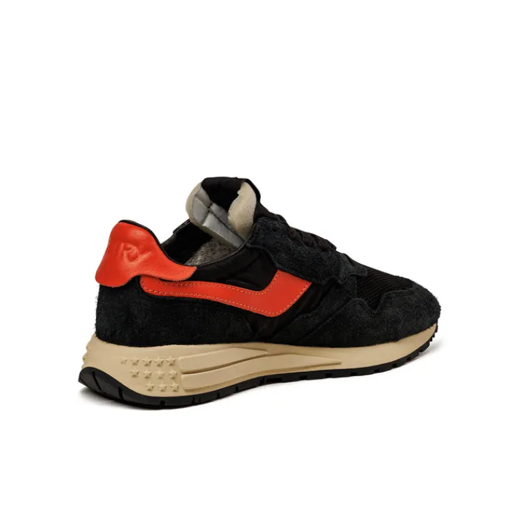 Autry Sneakers En Cuir|Chaussures De Running Retro*Reelwind Low W *Suede / Net* Black / Orange