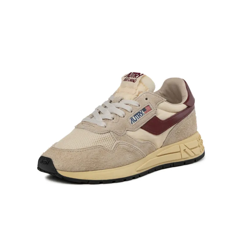 Autry Sneakers En Cuir|Chaussures De Running Retro*Reelwind Low W *Suede / Net* Ecru / Ruby Wine