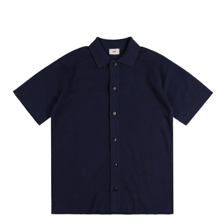 Autry Chemises*Short Sleeve Knit Shirt Blue