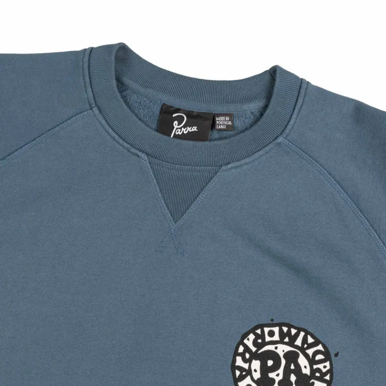 By Parra Pullover*Amsterdammed Crew Neck Sweatshirt Washed Blue