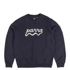 By Parra Pullover*Water Wave Logo Crew Neck Sweatshirt Navy Blue