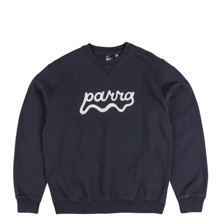 By Parra Pullover*Water Wave Logo Crew Neck Sweatshirt Navy Blue