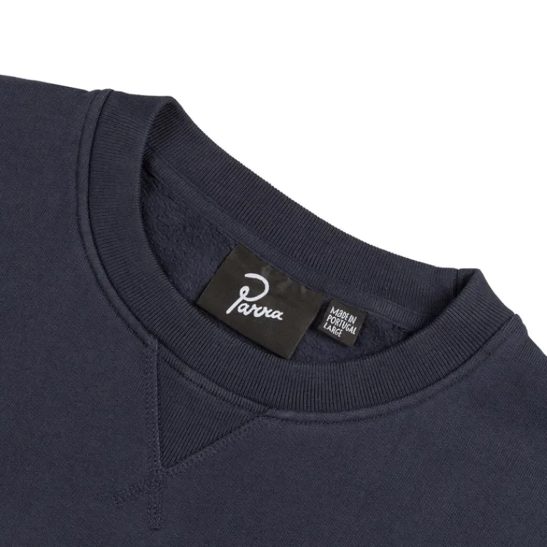 By Parra Pullover*Water Wave Logo Crew Neck Sweatshirt Navy Blue