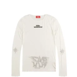 032c T-Shirts*'Black Sun' Fine Rib Longsleeve Soft White