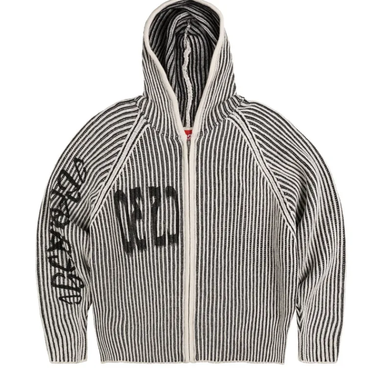 032c Tricot*''Crusader'' Hooded Knit Black / White