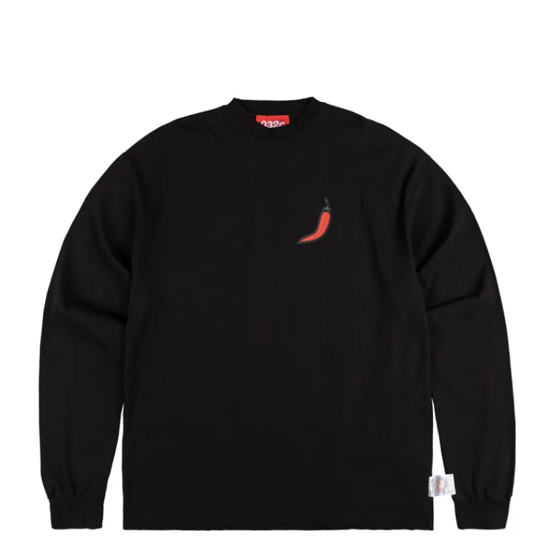 032c T-Shirts*''Office Fruit'' Oversized Longsleeve Washed Black