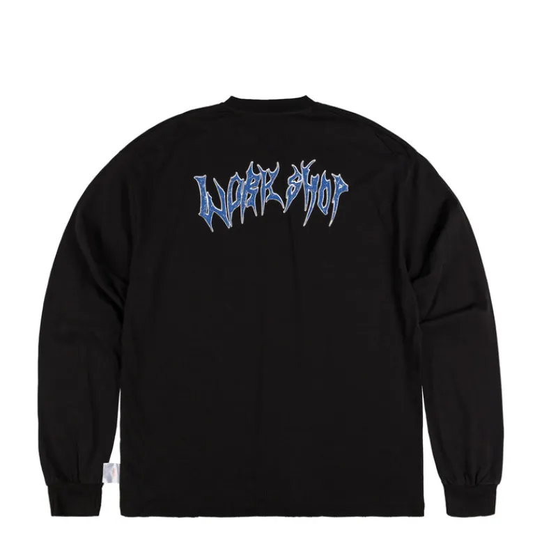 032c T-Shirts*''Office Fruit'' Oversized Longsleeve Washed Black