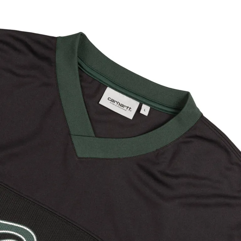 Carhartt WIP T-Shirts*Detroit Longsleeve Mesh Shirt Black / Conifer / Wax