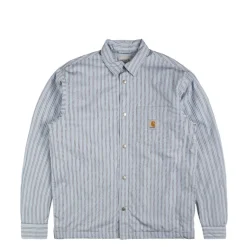Carhartt WIP Gilets*Grimsby Shirt Jac Grimsby Stripe / Blue Fog