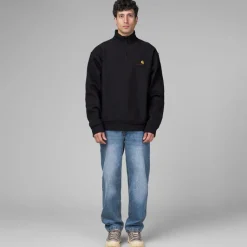 Carhartt WIP Pullover*Half Zip American Script Sweat Black