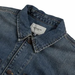 Carhartt WIP Gilets*Lincoln Shirt Jacket Blue Worn Used Wash