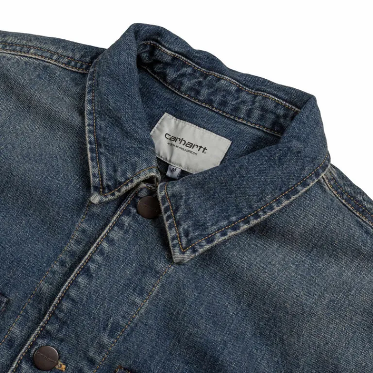 Carhartt WIP Gilets*Lincoln Shirt Jacket Blue Worn Used Wash