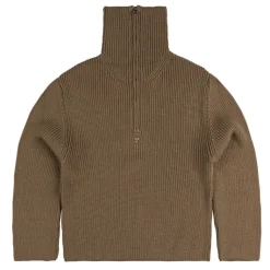 Courreges Pullover*Ribbed Wool Trucker Sweater Mocha
