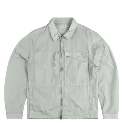 C.P. Company Gilets*Chrome-R Full Zip Logo Overshirt Blue Fox