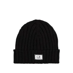 C.P. Company Alle Anzeigen|Beanies*Extra Fine Merino Wool Knit Logo Beanie Black